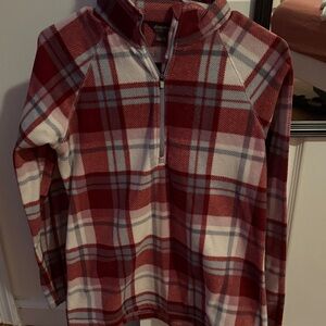 Eddie Bauer Red and White Plaid Kids Hoodie